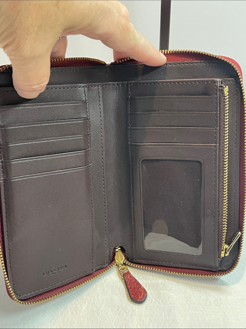 Coach Accordion Zip Wallet H2180-C4124 Dark Berry Pebbled Leather - Picture 8 of 10